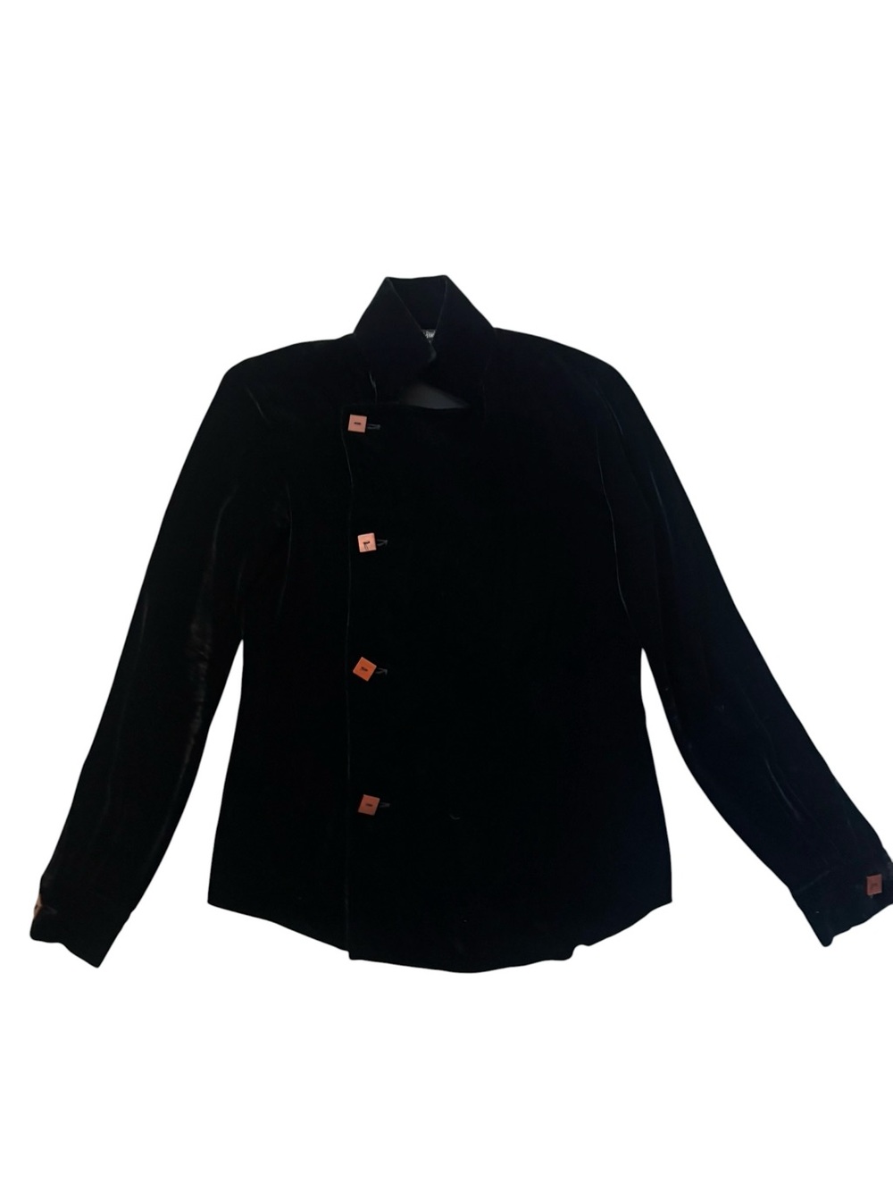 Jean Paul Gaultier Vintage Black Velvet Silk Blend Asymmetric Jacket Coat USA 6